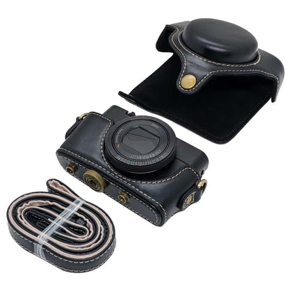 Full Body Retro Vegan Leather Camera Case Bag with Strap, For Sony RX100 M7 / RX100 VII