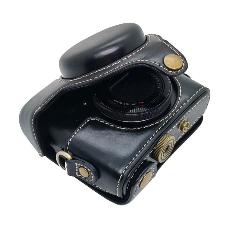 Full Body Retro Vegan Leather Camera Case Bag with Strap, For Sony RX100 M7 / RX100 VII