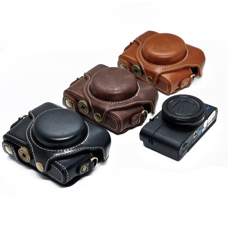 Full Body Retro Vegan Leather Camera Case Bag with Strap, For Sony RX100 M7 / RX100 VII