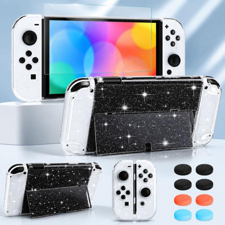 XDcase Separable PC Crystal Case & Tempered Glass Film & Joystick Caps Set, For Nintendo Switch 2, For Nintendo Switch OLED, For Nintendo Switch