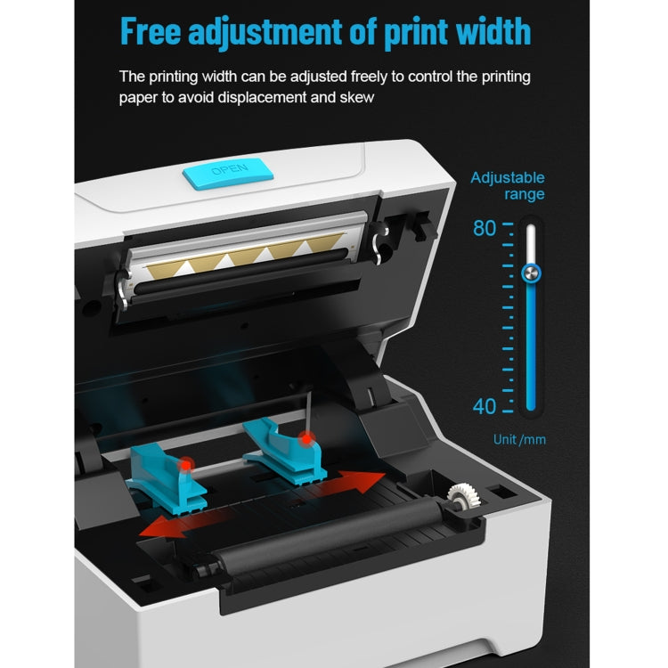 76x130 Single Paper Waybill Express Bill Label Printer, USB + Bluetooth Version,, USB + Bluetooth Version, EU Plug