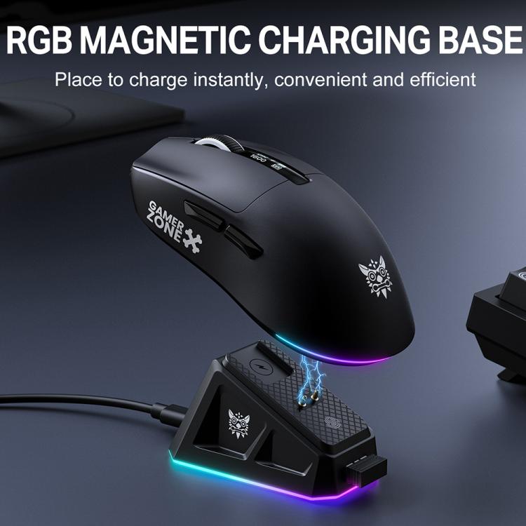 ONIKUMA DM07 24000DPI 2.4GHz, Wireless and Wired Tri-mode Mouse with RGB Magnetic Charging Dock