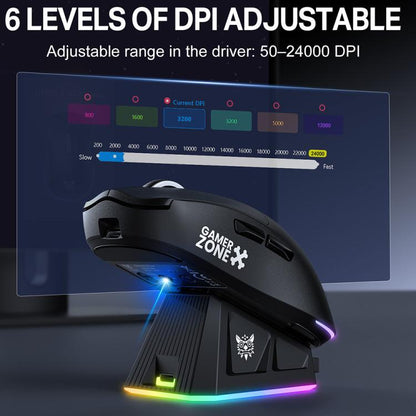 ONIKUMA DM07 24000DPI 2.4GHz, Wireless and Wired Tri-mode Mouse with RGB Magnetic Charging Dock