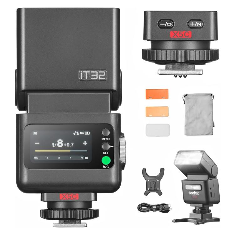 Godox iT32 iFlash Camera Flash & X5 TTL Wireless Flash Trigger, For Canon, For Nikon, For Sony, For FUJIFILM, For Olympus / Panasonic, For Leica