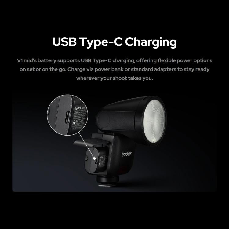 Godox V1 Mid TTL Li-ion Round Head Camera Flash, For Canon, For Nikon, For Sony, For FUJIFILM, For Olympus