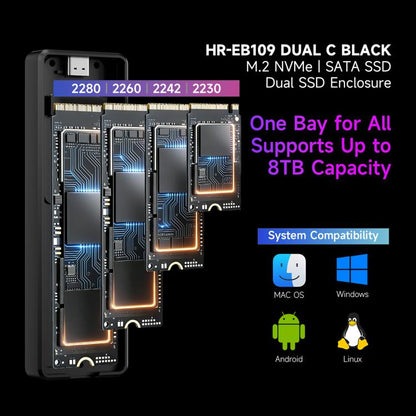 THERMALRIGHT HR-EB109 M.2 NVMe / SATA Dual Protocol SSD Enclosure with Type-C to Type-C Cable, EB109 Dual Protocol