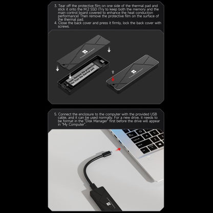 THERMALRIGHT HR-EB115 M.2 NVMe SSD Enclosure with USB to Type-C Cable & Type-C to Type-C Cable, EB115 A-C & C-C Cable