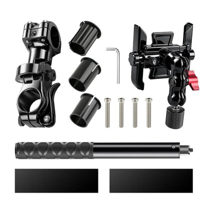 Aluminum Quick-Adjust Bicycle Extension Bar Mount, Phone Clamp Kit, Handlebar Tube Kit, Tube with Phone Clamp + Stick, Stick Tube Phone Clamp Combo Set