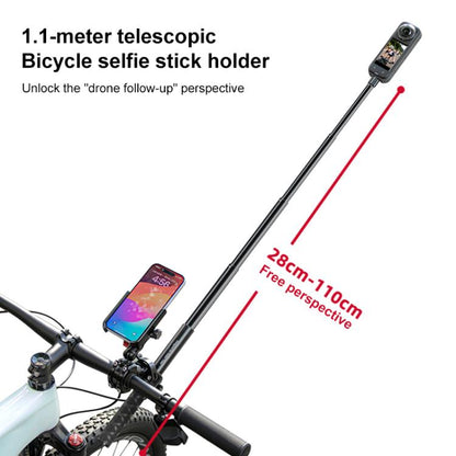 Aluminum Quick-Adjust Bicycle Extension Bar Mount, Phone Clamp Kit, Handlebar Tube Kit, Tube with Phone Clamp + Stick, Stick Tube Phone Clamp Combo Set