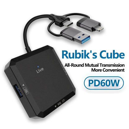 USB, Type-C, 8 Pin to USB-A, Type-C, TF, SD, MS, CF Card Multifunctional Card Reader HUB Docking, USB, Type-C, 8 Pin to USB-A, Type-C, TF, SD, MS, CF Card