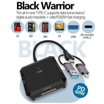 USB, Type-C, 8 Pin to USB-A, Type-C, TF, SD, MS, CF Card Multifunctional Card Reader HUB Docking, USB, Type-C, 8 Pin to USB-A, Type-C, TF, SD, MS, CF Card