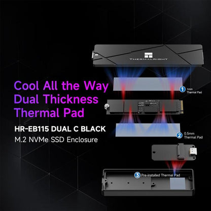 THERMALRIGHT HR-EB115 M.2 NVMe / SATA Dual Protocol SSD Enclosure with USB to Type-C Cable & Type-C to Type-C Cable, EB115 Dual Protocol Dual Cable