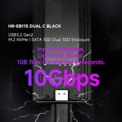 THERMALRIGHT HR-EB115 M.2 NVMe / SATA Dual Protocol SSD Enclosure with USB to Type-C Cable & Type-C to Type-C Cable, EB115 Dual Protocol Dual Cable