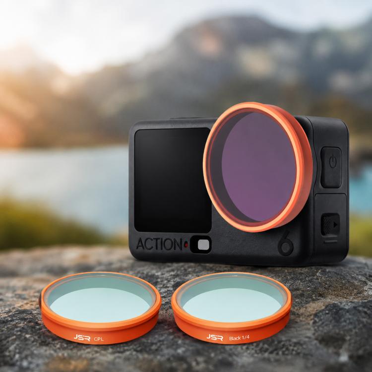For DJI Osmo Action 6 JSR KO Series Camera Lens Filter, UV, CPL, ND8, ND16, ND32, ND64, ND8PL, ND16PL, ND32PL, ND64PL, STAR, NIGHT, Black Mist 1/4, 3 in 1 UV ND8/16, 4 in 1 ND8-64, 4 in 1 CPL ND8/16/32, 4 in 1 Black Mist CPL ND, 4 in 1 Macro CPL ND