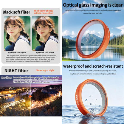 For DJI Osmo Action 6 JSR KO Series Camera Lens Filter, UV, CPL, ND8, ND16, ND32, ND64, ND8PL, ND16PL, ND32PL, ND64PL, STAR, NIGHT, Black Mist 1/4, 3 in 1 UV ND8/16, 4 in 1 ND8-64, 4 in 1 CPL ND8/16/32, 4 in 1 Black Mist CPL ND, 4 in 1 Macro CPL ND