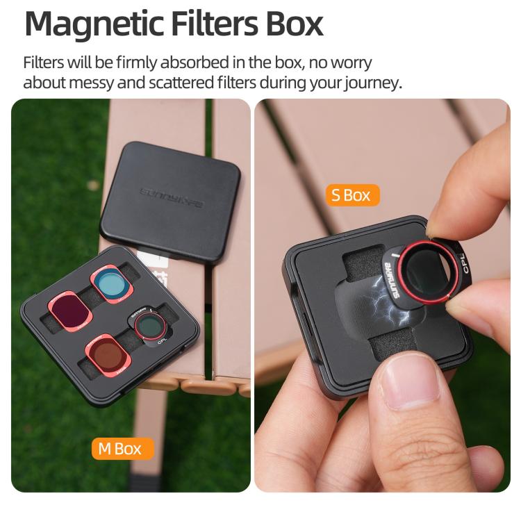 For DJI OSMO Pocket 3 Sunnylife Camera Lens Magnetic Metal Filter, MCUV, CPL, ND8, ND16, ND32, ND64, Black Mist 1/4, 3 in 1 Shadow Filter Set, 3 in 1 Portrait Filter Set, 3 in 1 CPL ND8/16, 3 in 1 Protective Filter Set, 4 in 1 ND8/16/32/64