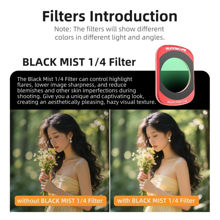 For DJI OSMO Pocket 3 Sunnylife Camera Lens Magnetic Metal Filter, MCUV, CPL, ND8, ND16, ND32, ND64, Black Mist 1/4, 3 in 1 Shadow Filter Set, 3 in 1 Portrait Filter Set, 3 in 1 CPL ND8/16, 3 in 1 Protective Filter Set, 4 in 1 ND8/16/32/64