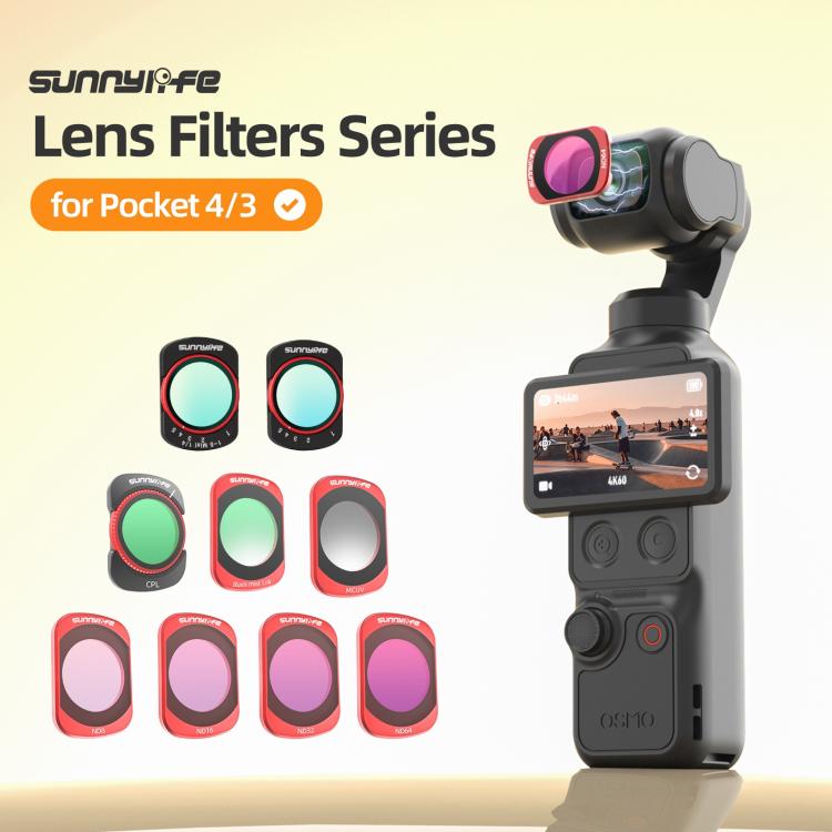 For DJI OSMO Pocket 3 Sunnylife Camera Lens Magnetic Metal Filter, MCUV, CPL, ND8, ND16, ND32, ND64, Black Mist 1/4, 3 in 1 Shadow Filter Set, 3 in 1 Portrait Filter Set, 3 in 1 CPL ND8/16, 3 in 1 Protective Filter Set, 4 in 1 ND8/16/32/64