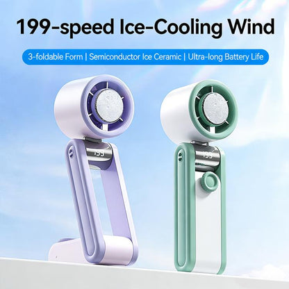 Y30 Portable Mini Tri-Fold Handheld Digital Display Cooling Fan