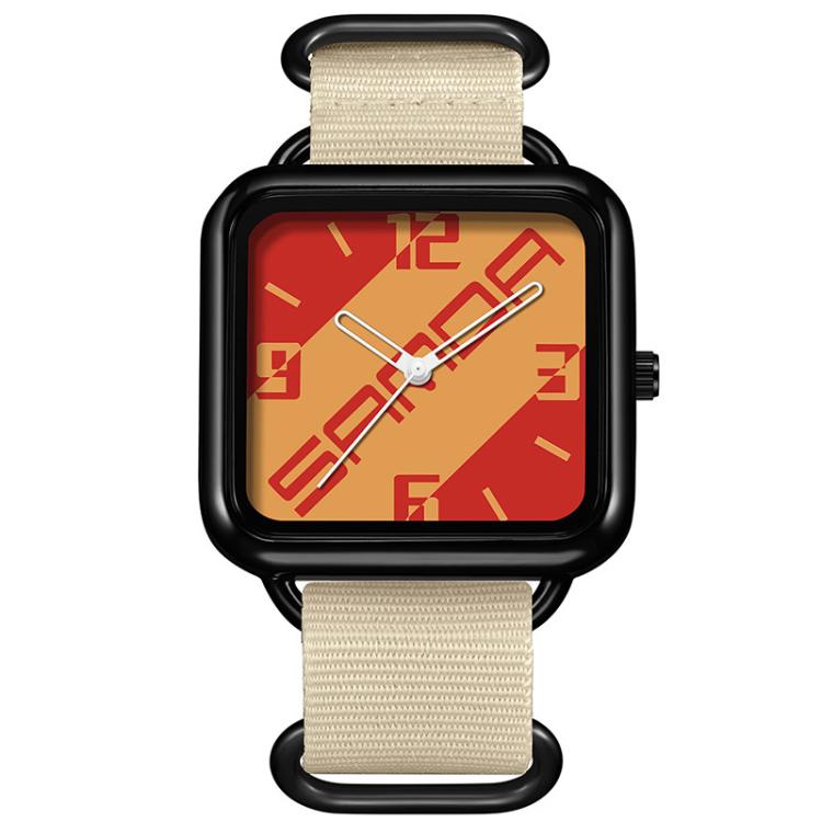 SANDA 3261 Colorful Casual 5ATM Water-Resistant Student Quartz Watch, Nylon Beige, Nylon Black, Nylon Green