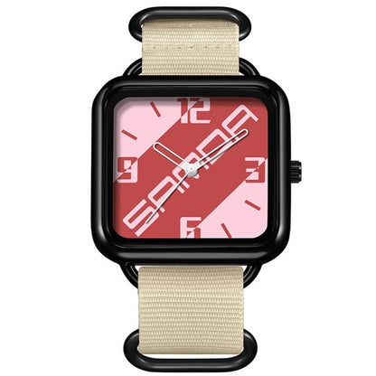SANDA 3261 Colorful Casual 5ATM Water-Resistant Student Quartz Watch, Nylon Beige, Nylon Black, Nylon Green