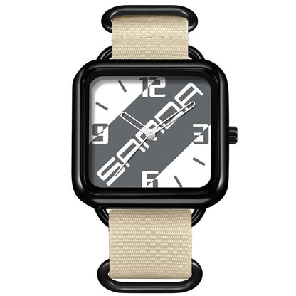 SANDA 3261 Colorful Casual 5ATM Water-Resistant Student Quartz Watch, Nylon Beige, Nylon Black, Nylon Green