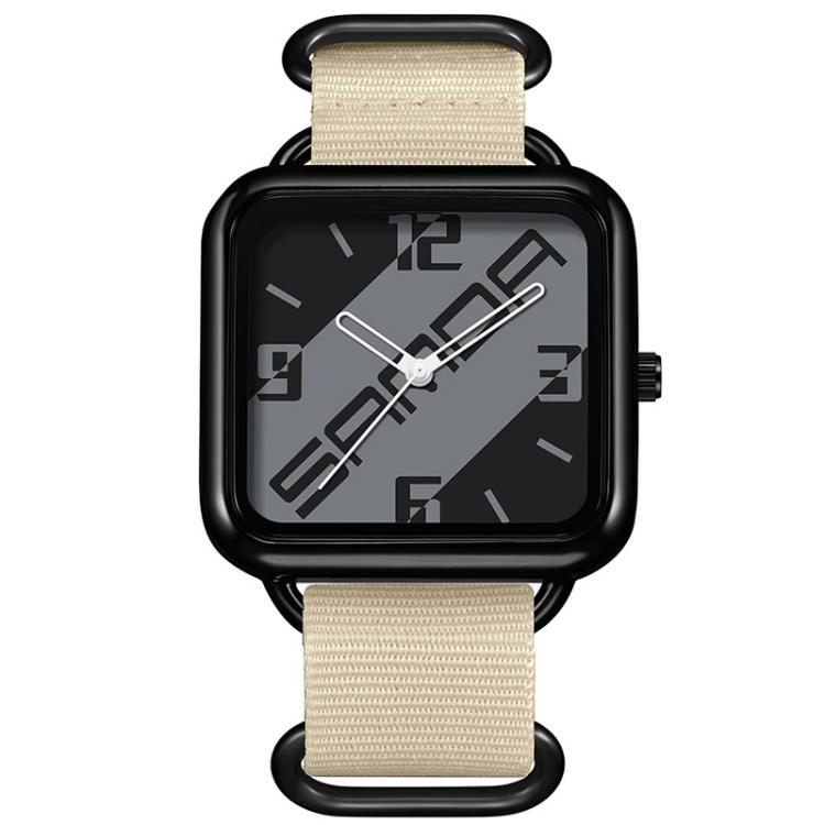 SANDA 3261 Colorful Casual 5ATM Water-Resistant Student Quartz Watch, Nylon Beige, Nylon Black, Nylon Green