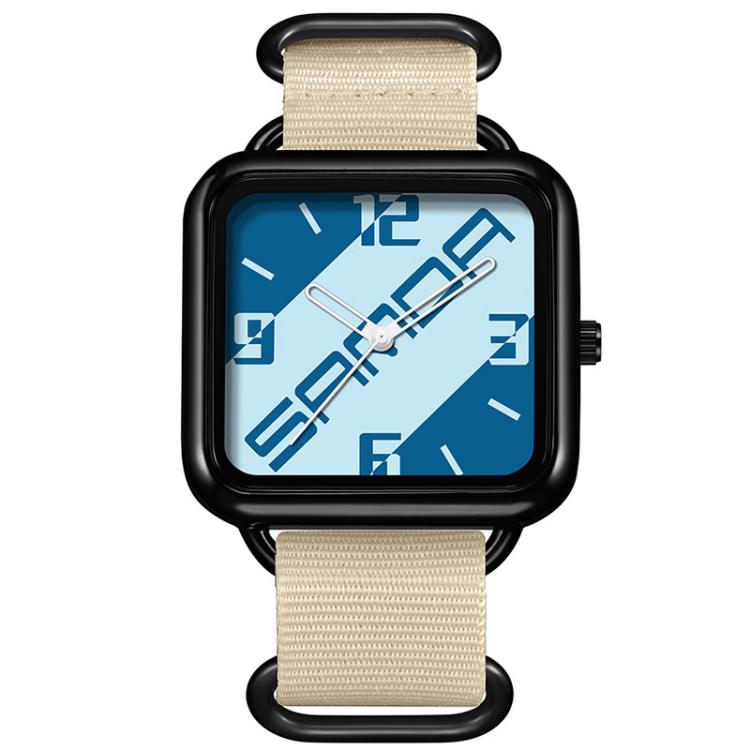 SANDA 3261 Colorful Casual 5ATM Water-Resistant Student Quartz Watch, Nylon Beige, Nylon Black, Nylon Green