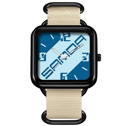 SANDA 3261 Colorful Casual 5ATM Water-Resistant Student Quartz Watch, Nylon Beige, Nylon Black, Nylon Green