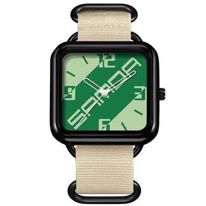 SANDA 3261 Colorful Casual 5ATM Water-Resistant Student Quartz Watch, Nylon Beige, Nylon Black, Nylon Green