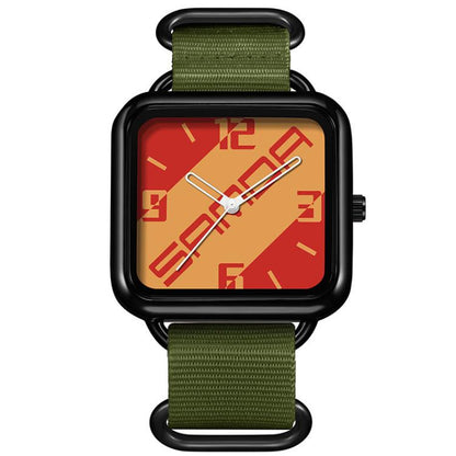 SANDA 3261 Colorful Casual 5ATM Water-Resistant Student Quartz Watch, Nylon Beige, Nylon Black, Nylon Green
