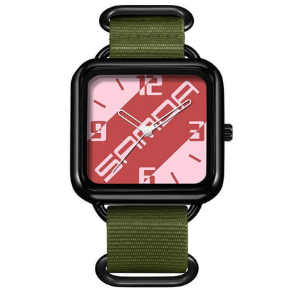 SANDA 3261 Colorful Casual 5ATM Water-Resistant Student Quartz Watch, Nylon Beige, Nylon Black, Nylon Green