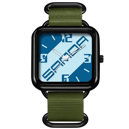 SANDA 3261 Colorful Casual 5ATM Water-Resistant Student Quartz Watch, Nylon Beige, Nylon Black, Nylon Green