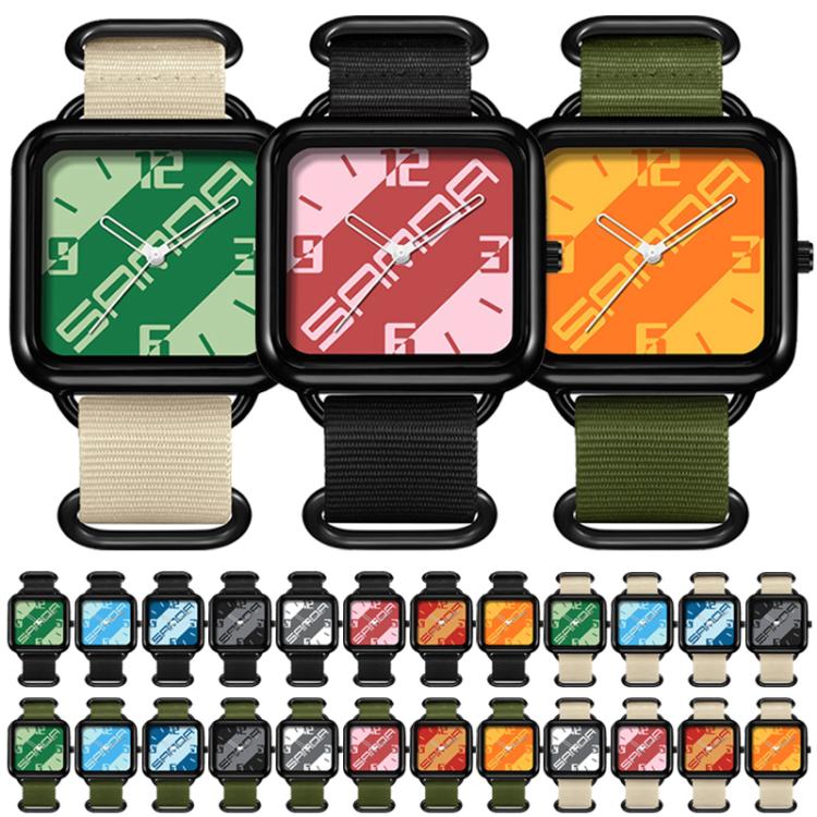 SANDA 3261 Colorful Casual 5ATM Water-Resistant Student Quartz Watch, Nylon Beige, Nylon Black, Nylon Green
