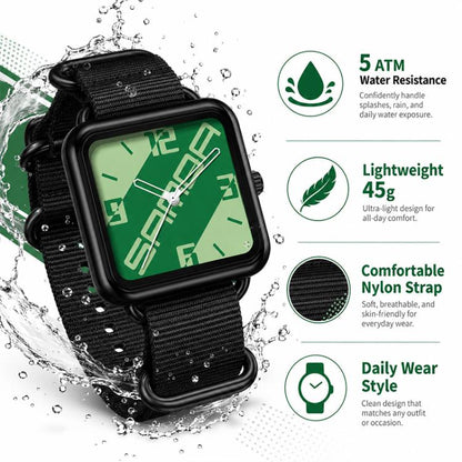 SANDA 3261 Colorful Casual 5ATM Water-Resistant Student Quartz Watch, Nylon Beige, Nylon Black, Nylon Green