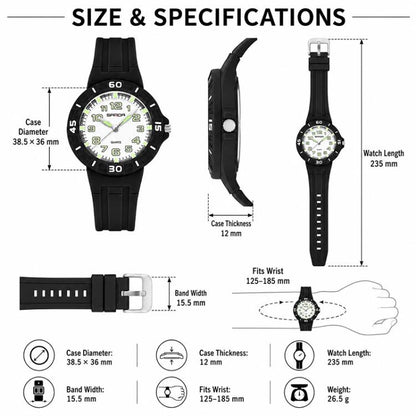SANDA 6386 Simple 5ATM Waterproof Luminous Children Watch