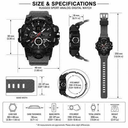 SANDA 9094 Multifunctional Sports 5ATM Waterproof Luminous Electronic Watch