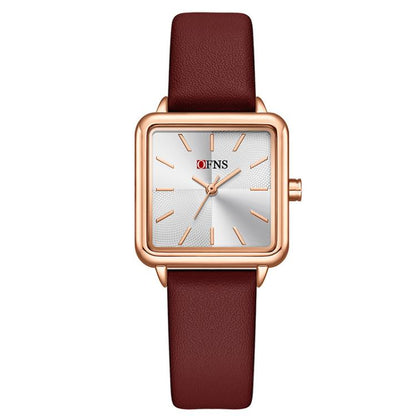 SANDA 1316 Ladies 3ATM Waterproof Alloy Case Quartz Watch, Leather-Black, Leather-Pink, Leather-Grey, Leather-Blue, Leather-White, Leather-Red