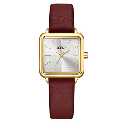 SANDA 1316 Ladies 3ATM Waterproof Alloy Case Quartz Watch, Leather-Black, Leather-Pink, Leather-Grey, Leather-Blue, Leather-White, Leather-Red