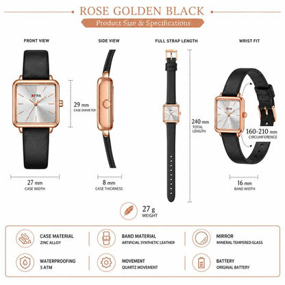 SANDA 1316 Ladies 3ATM Waterproof Alloy Case Quartz Watch, Leather-Black, Leather-Pink, Leather-Grey, Leather-Blue, Leather-White, Leather-Red