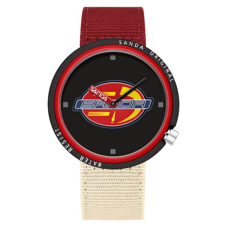 SANDA 3202 Slim Silent 3ATM Waterproof Student Watch with Nylon Strap