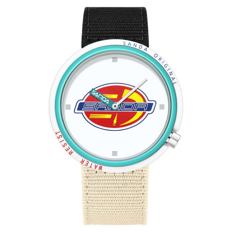 SANDA 3202 Slim Silent 3ATM Waterproof Student Watch with Nylon Strap