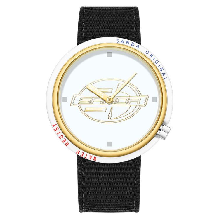 SANDA 3202 Slim Silent 3ATM Waterproof Student Watch with Nylon Strap