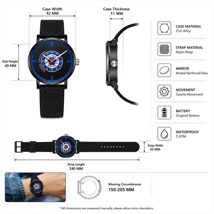 SANDA 3217 Preppy Style 5ATM Waterproof Student Watch with Nylon Strap