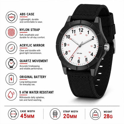 SANDA 6232 Simple 5ATM Waterproof Luminous Watch with Nylon Strap
