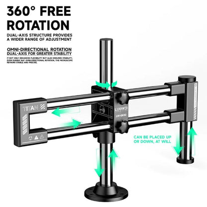 LUOWEI LW-GK02 Titan 360 Degree Rotating Lift Microscope Universal Dual Axis Swing Arm Stand