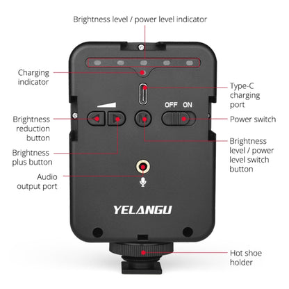 YELANGU LED02 Live Broadcast Micro Film Reporter Interview Recording Microphone Light