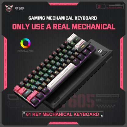 ONIKUMA MT605 Three-mode 61-Key E-sports Mechanical Keyboard, MT605