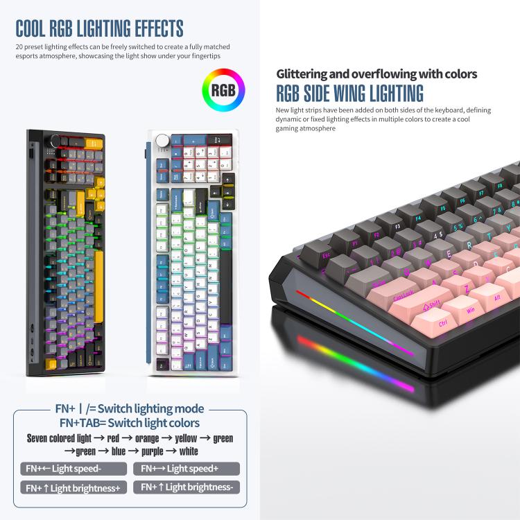 SHIPADOO JK980 Blue Switch RGB 98 Keys Three Modes Mechanical Keyboard