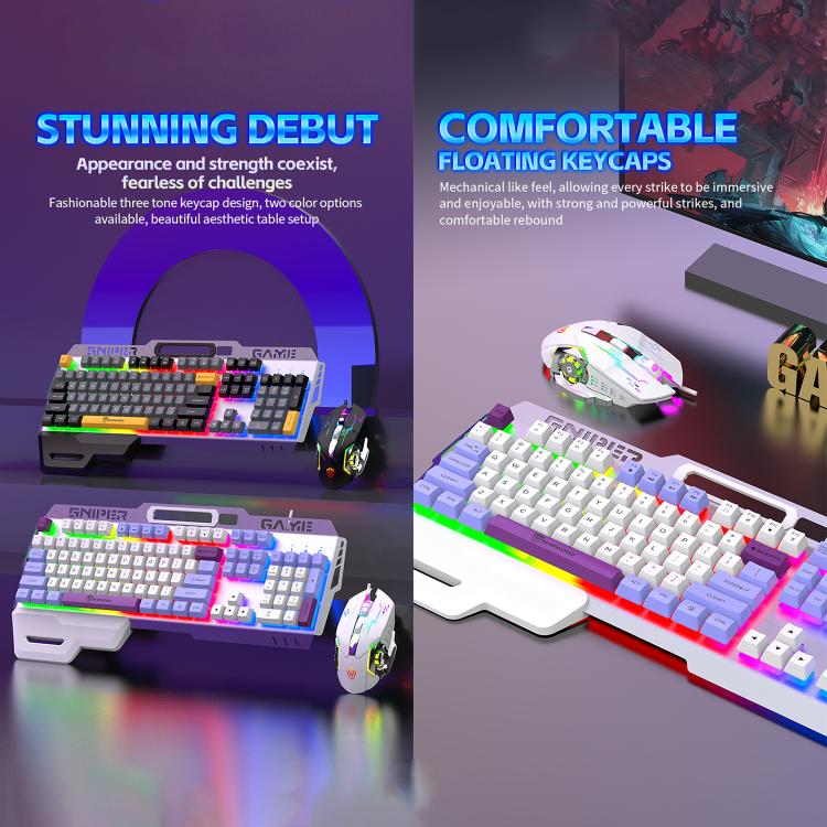 SHIPADOO GT500  Tri-color Block RGB Metal Cover Suspended Wired Gaming Keyboard with Mouse